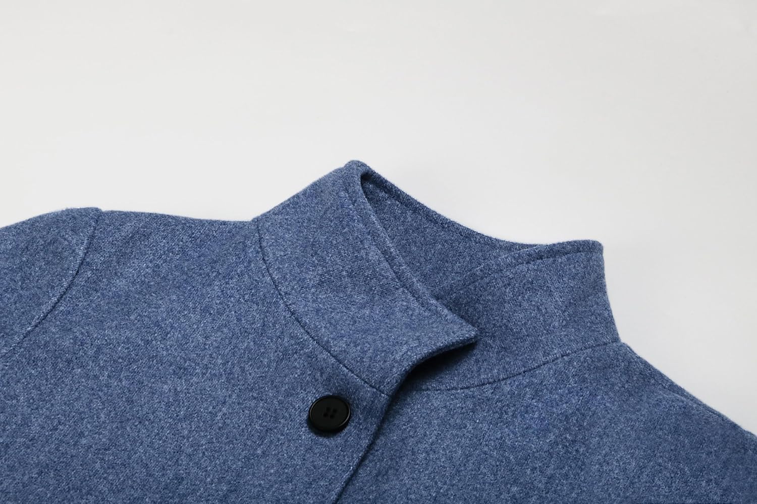 Women Winter Long Pea Coat Wool Blend Stand Collar Single Breast Thicken Blazer Jacket